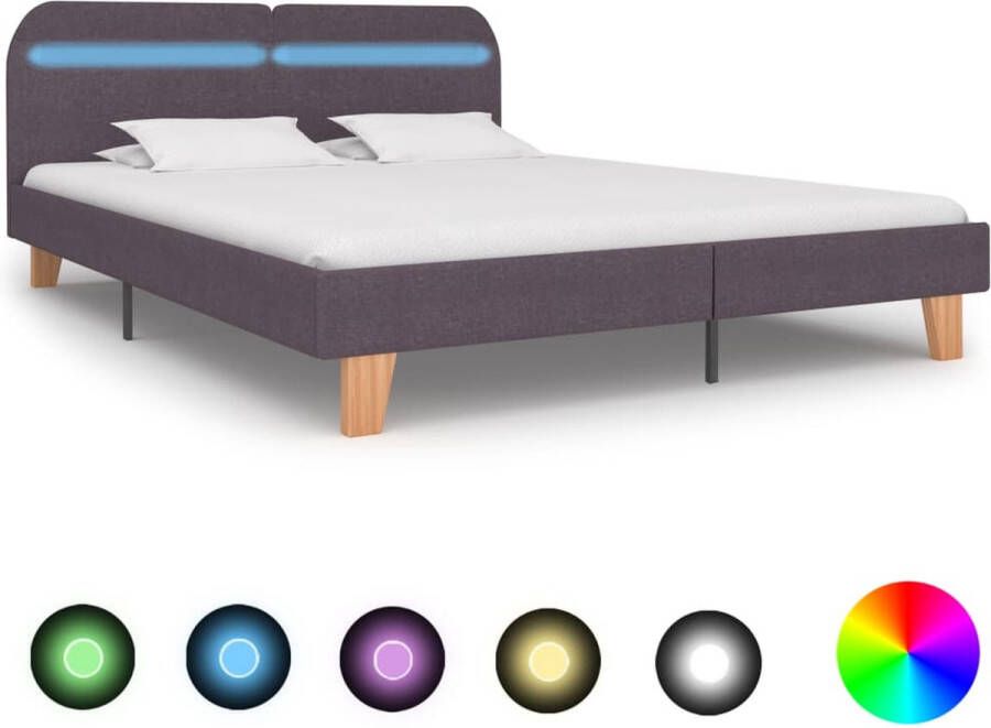 VidaLife Bedframe met LED stof taupe 160x200 cm