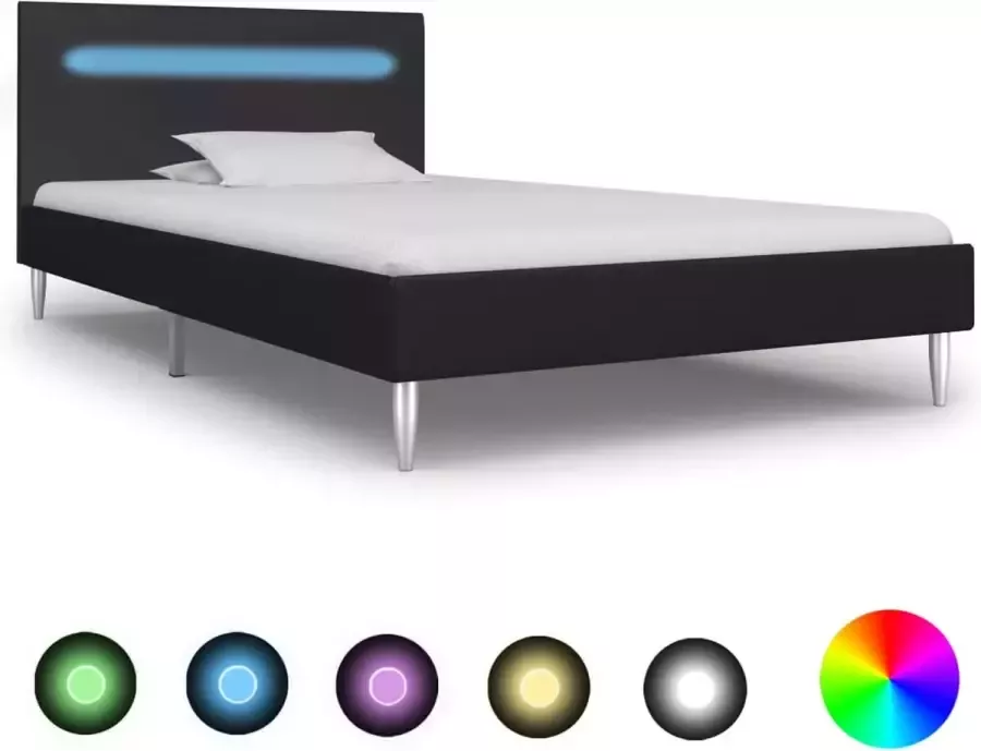 VidaLife Bedframe met LED stof zwart 90x200 cm