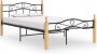 VidaLife Bedframe metaal en massief eikenhout zwart 120x200 cm - Thumbnail 1