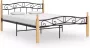 VidaLife Bedframe metaal en massief eikenhout zwart 160x200 cm - Thumbnail 2