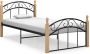 VidaLife Bedframe metaal en massief eikenhout zwart 90x200 cm - Thumbnail 1