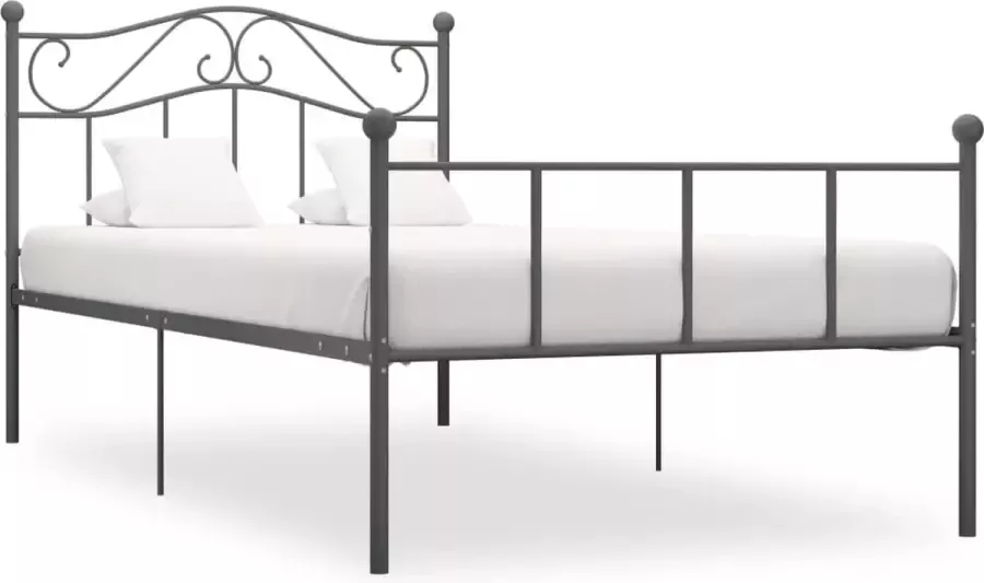 VidaLife Bedframe metaal grijs 100x200 cm