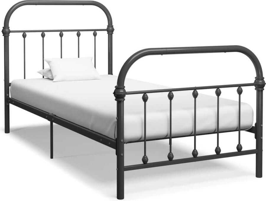 VidaLife Bedframe metaal grijs 100x200 cm