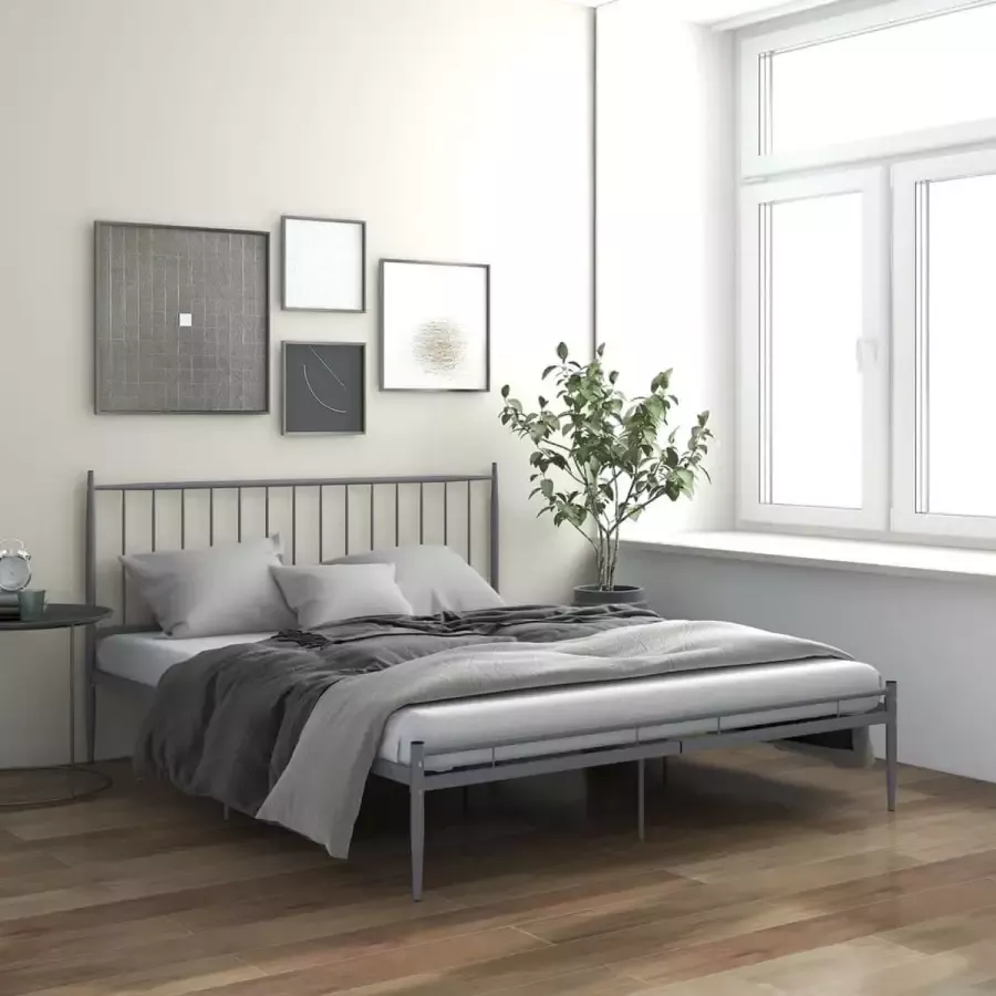 VidaLife Bedframe metaal grijs 140x200 cm