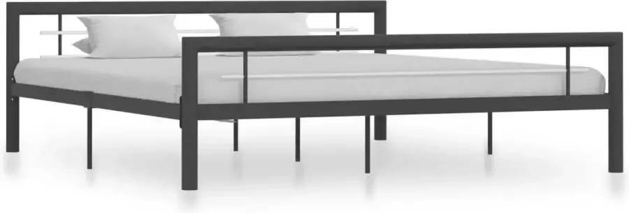 VidaLife Bedframe metaal grijs en wit 180x200 cm