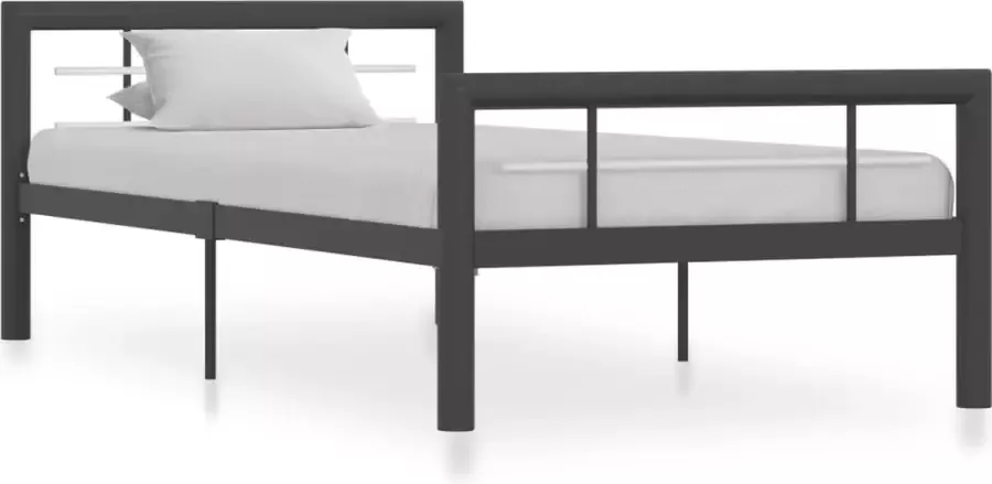 VidaLife Bedframe metaal grijs en wit 90x200 cm