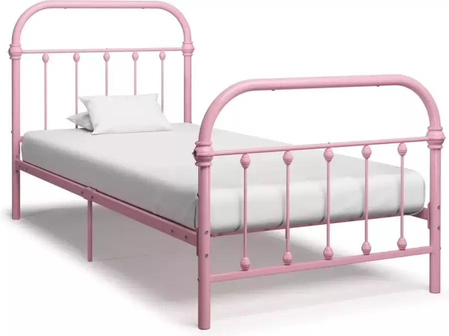 VidaLife Bedframe metaal roze 100x200 cm