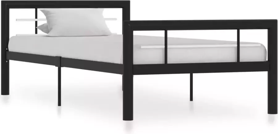 VidaLife Bedframe metaal zwart en wit 100x200 cm