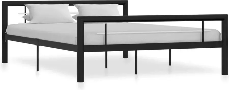 VidaLife Bedframe metaal zwart en wit 160x200 cm