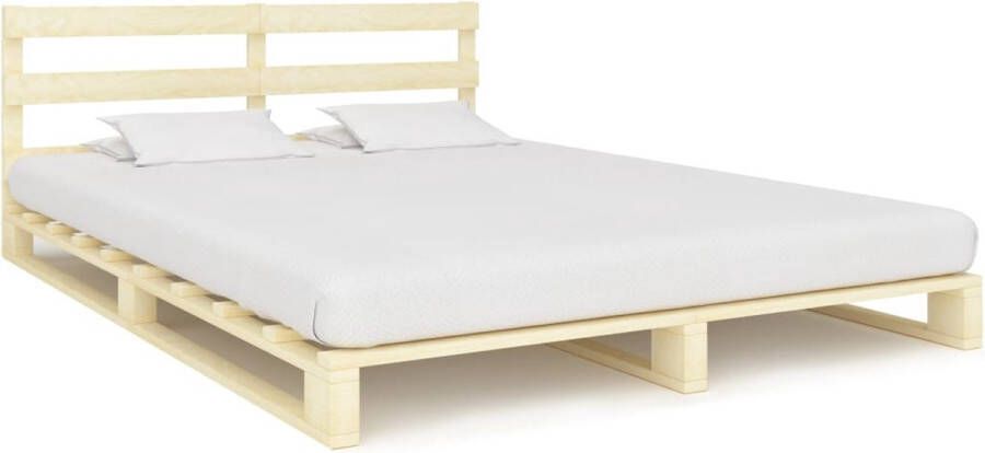 VidaLife Bedframe pallet massief grenenhout 140x200 cm