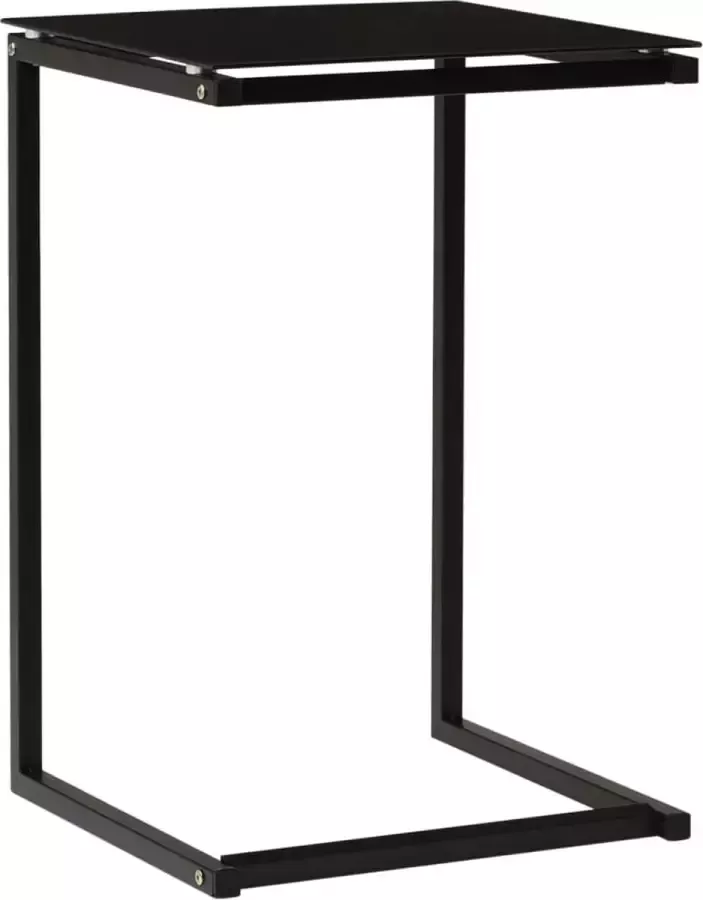 VidaLife Bijzettafel 40x40x60 cm gehard glas zwart
