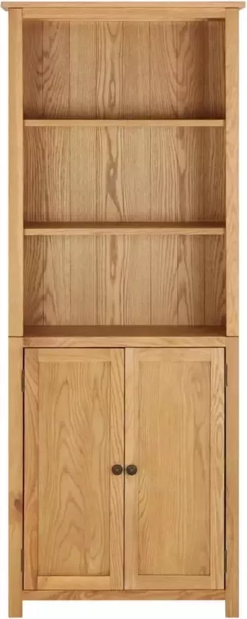 VidaLife Boekenkast met 2 deuren 70x30x180 cm massief eikenhout