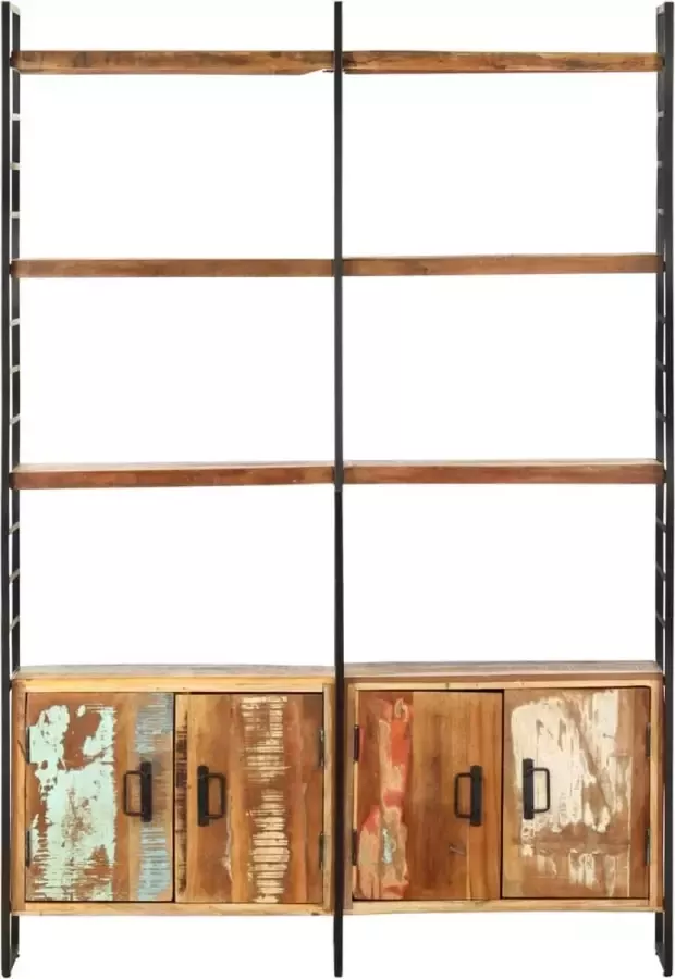 VidaLife Boekenkast met 4 schappen 124x30x180 cm massief gerecycled hout