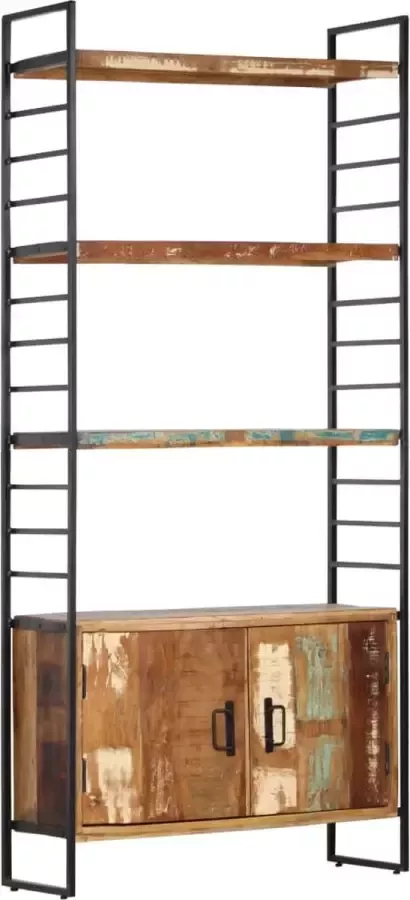 VidaLife Boekenkast met 4 schappen 80x30x180 cm massief gerecycled hout