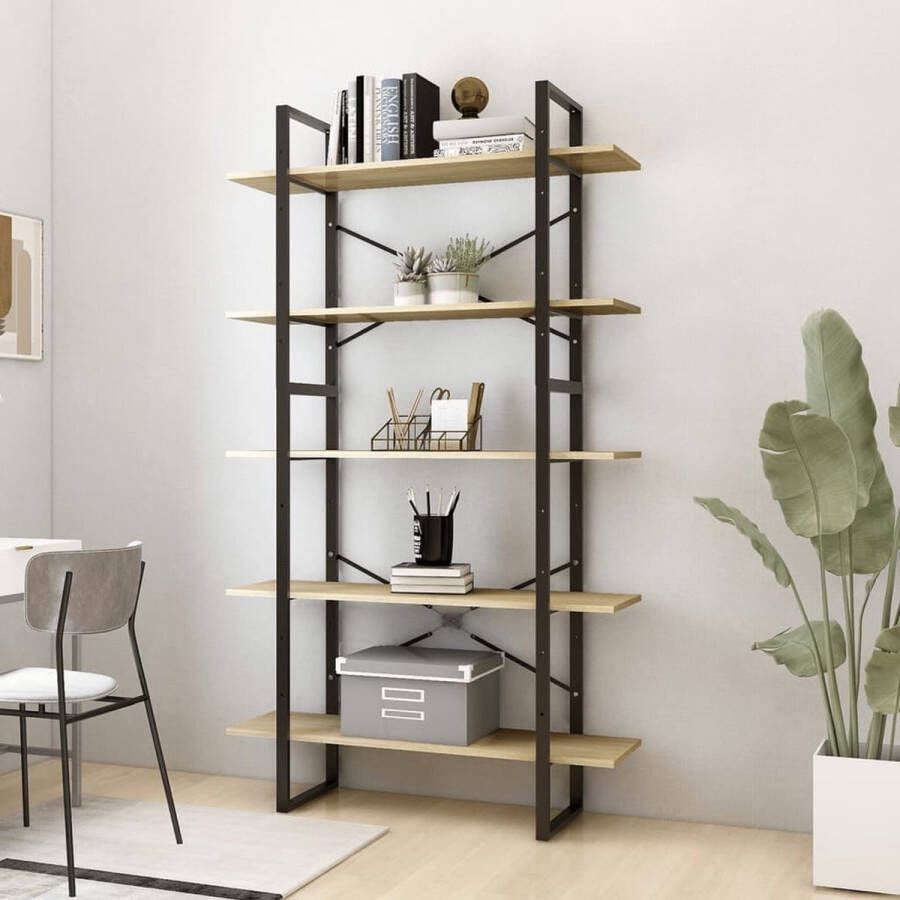 VidaLife Boekenkast met 5 schappen 100x30x175 cm spaanplaat sonoma eiken