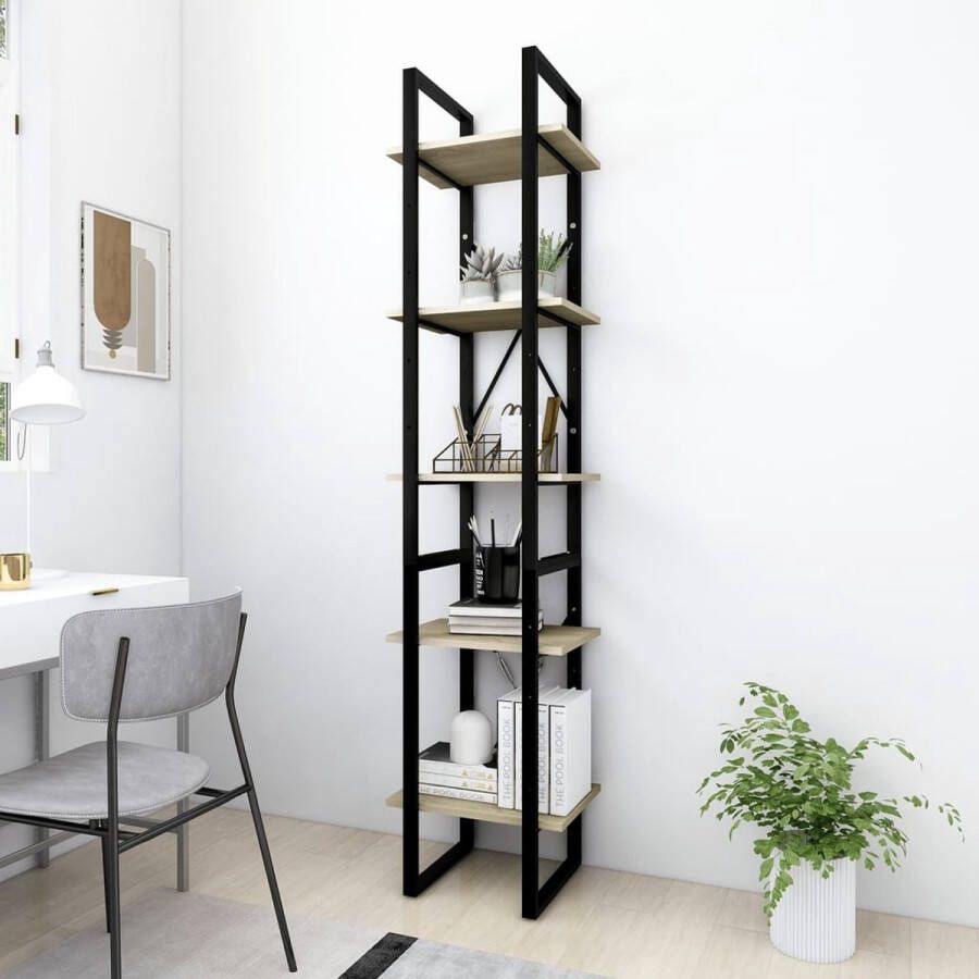 VidaLife Boekenkast met 5 schappen 40x30x175 cm spaanplaat sonoma eiken