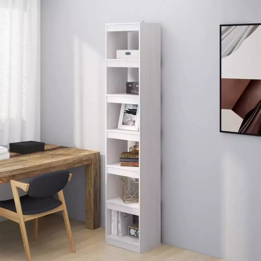 VidaLife Boekenkast kamerscherm 40x30x199 cm massief grenenhout wit