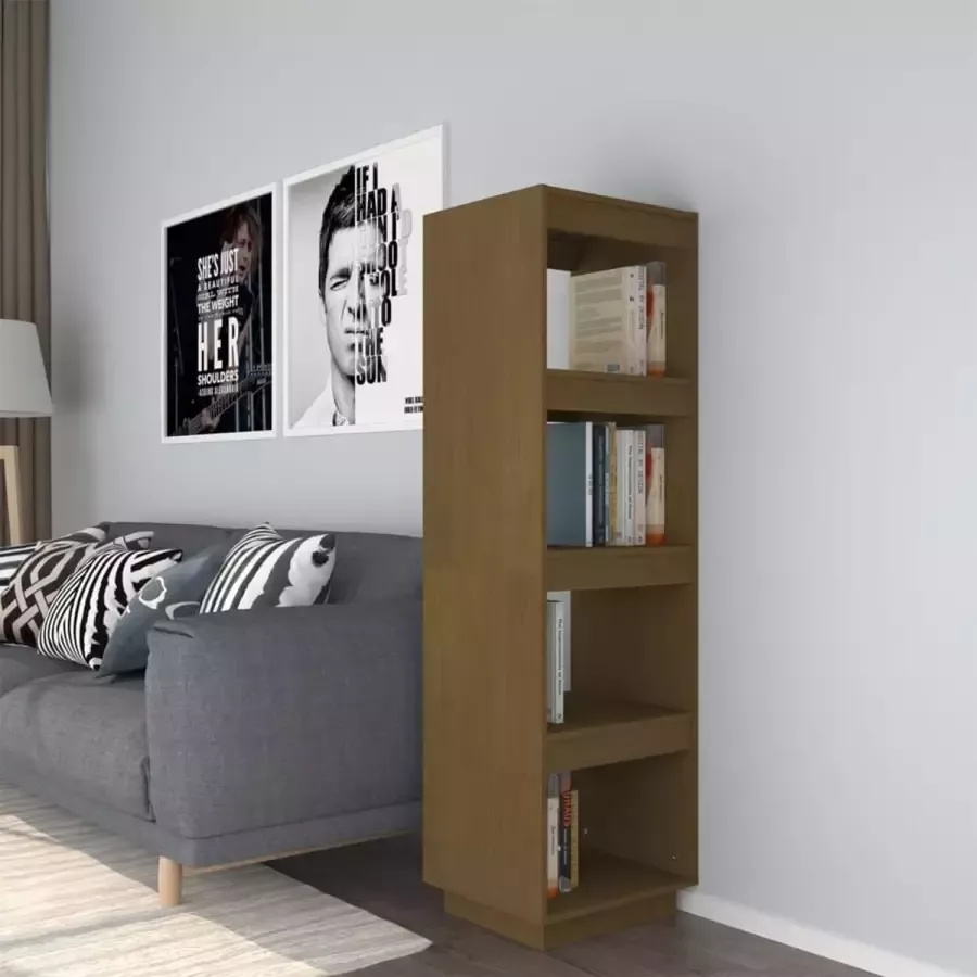 VidaLife Boekenkast kamerscherm 40x35x135 cm grenenhout honingbruin