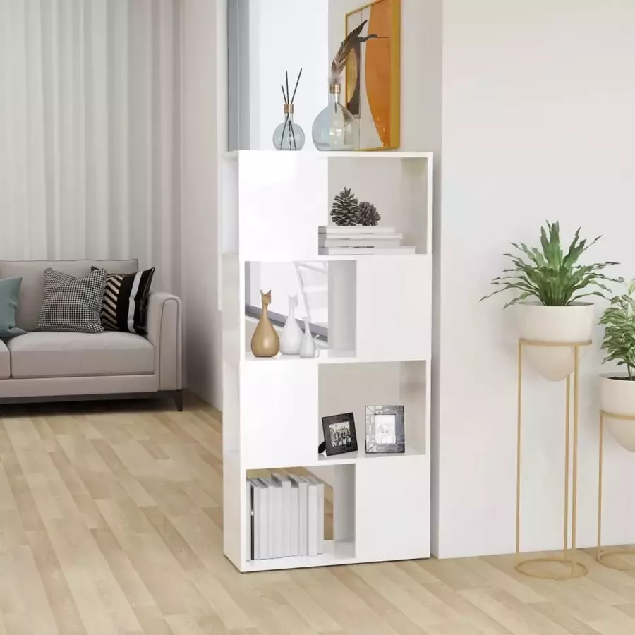 VidaLife Boekenkast kamerscherm 60x24x124 5 cm hoogglans wit