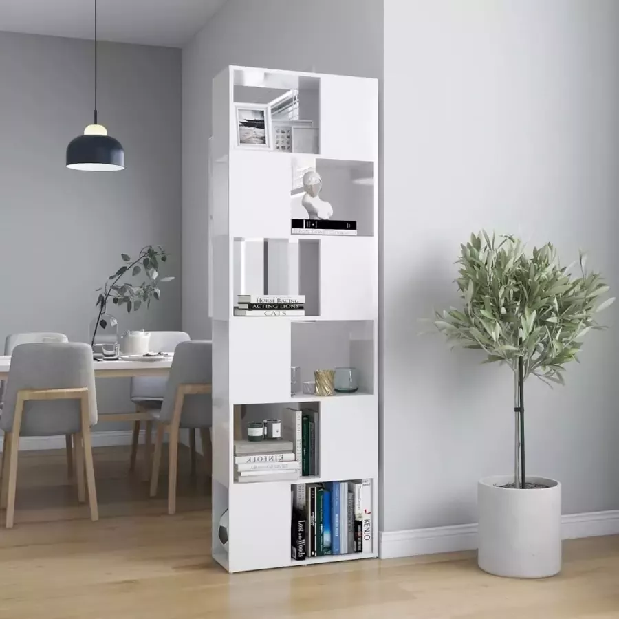 VidaLife Boekenkast kamerscherm 60x24x186 cm hoogglans wit