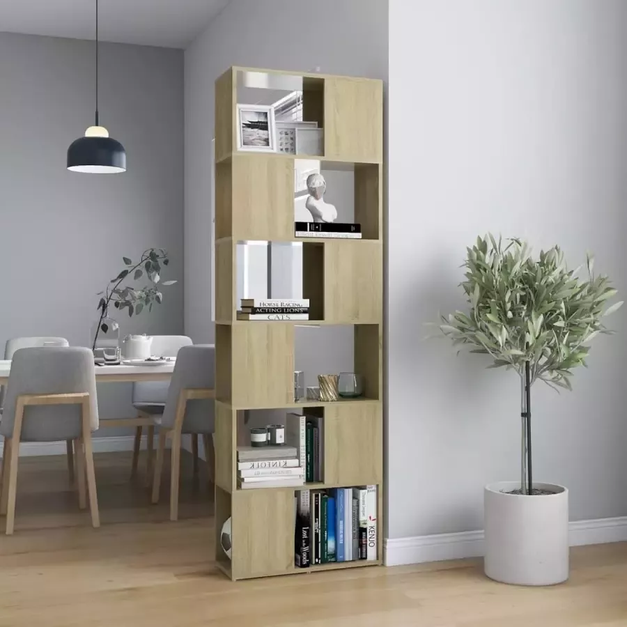 VidaLife Boekenkast kamerscherm 60x24x186 cm spaanplaat sonoma eiken