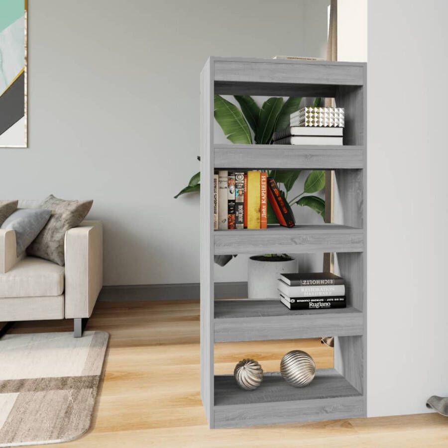 VidaLife Boekenkast kamerscherm 60x30x135 cm bewerkt hout grijs sonoma