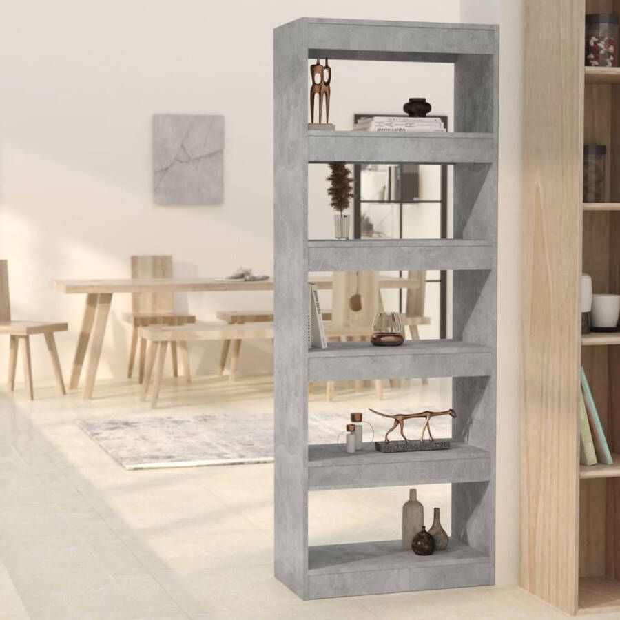 VidaLife Boekenkast kamerscherm 60x30x166 cm spaanplaat betongrijs