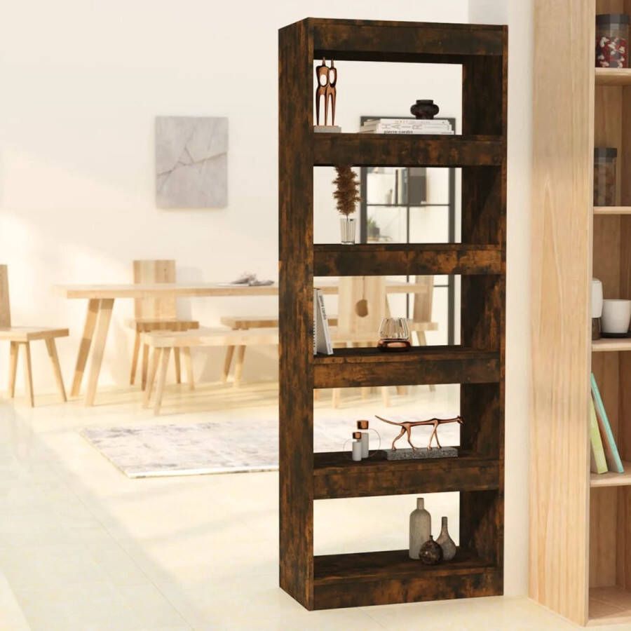 VidaLife Boekenkast kamerscherm 60x30x166 cm spaanplaat gerookt eiken