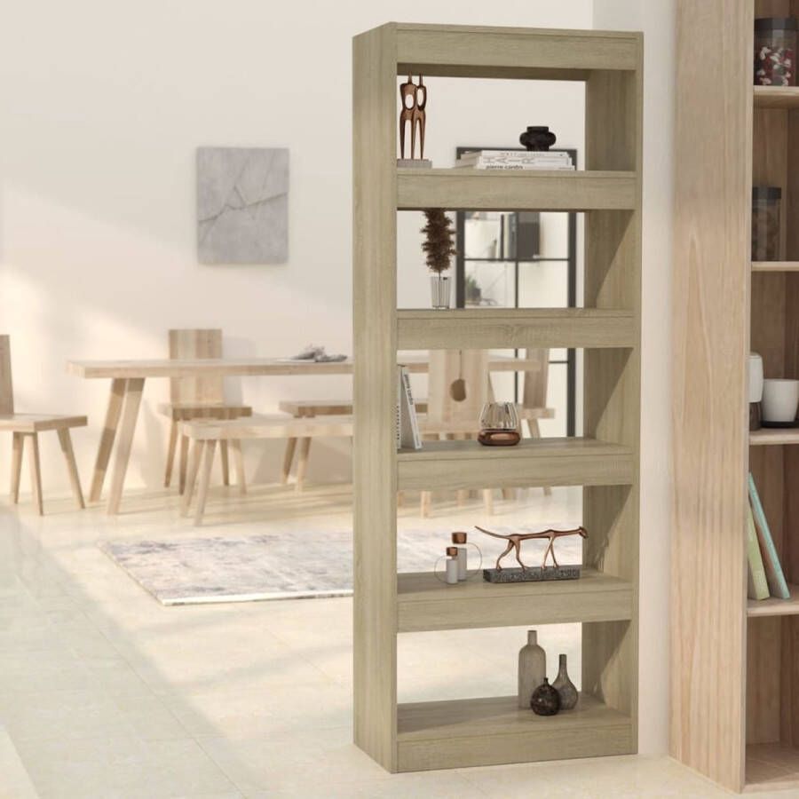 VidaLife Boekenkast kamerscherm 60x30x166 cm spaanplaat sonoma eiken