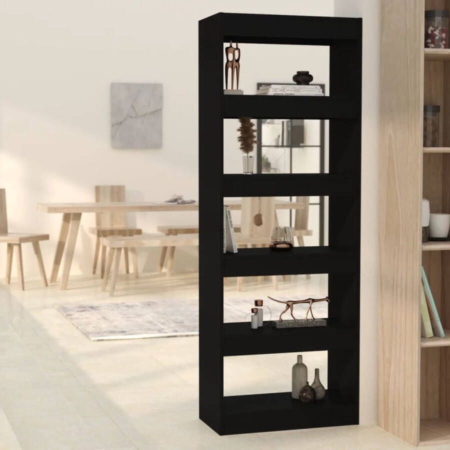 VidaLife Boekenkast kamerscherm 60x30x166 cm spaanplaat zwart