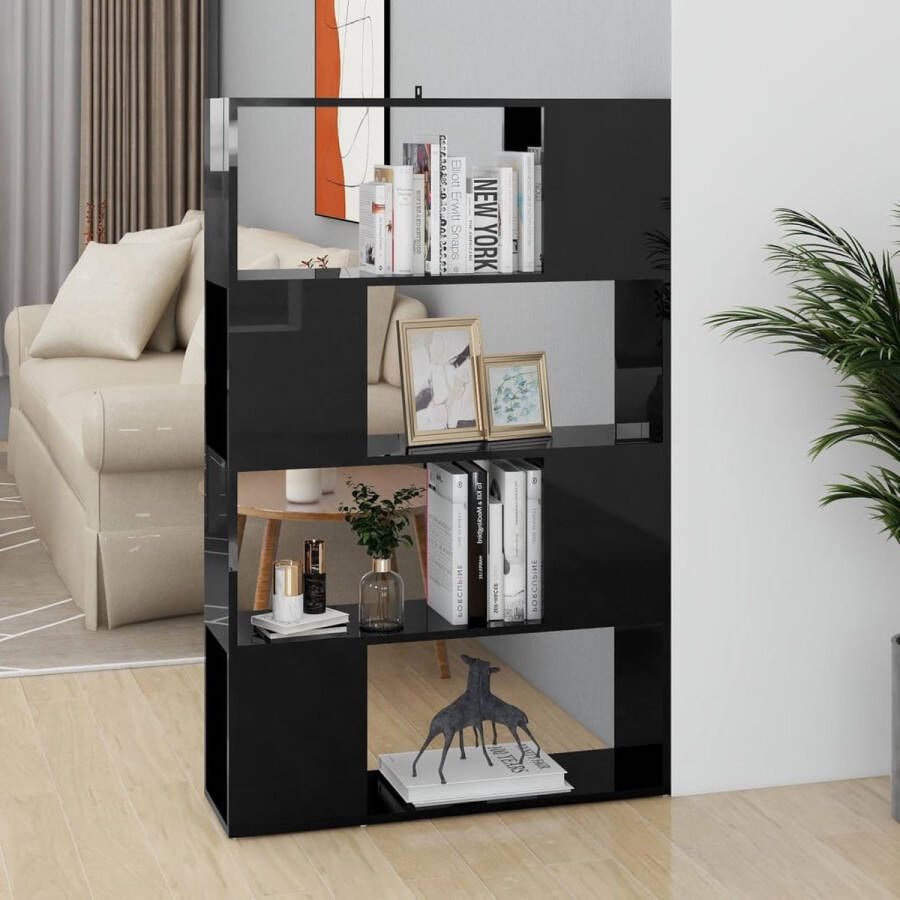 VidaLife Boekenkast kamerscherm 80x24x124 5 cm hoogglans zwart