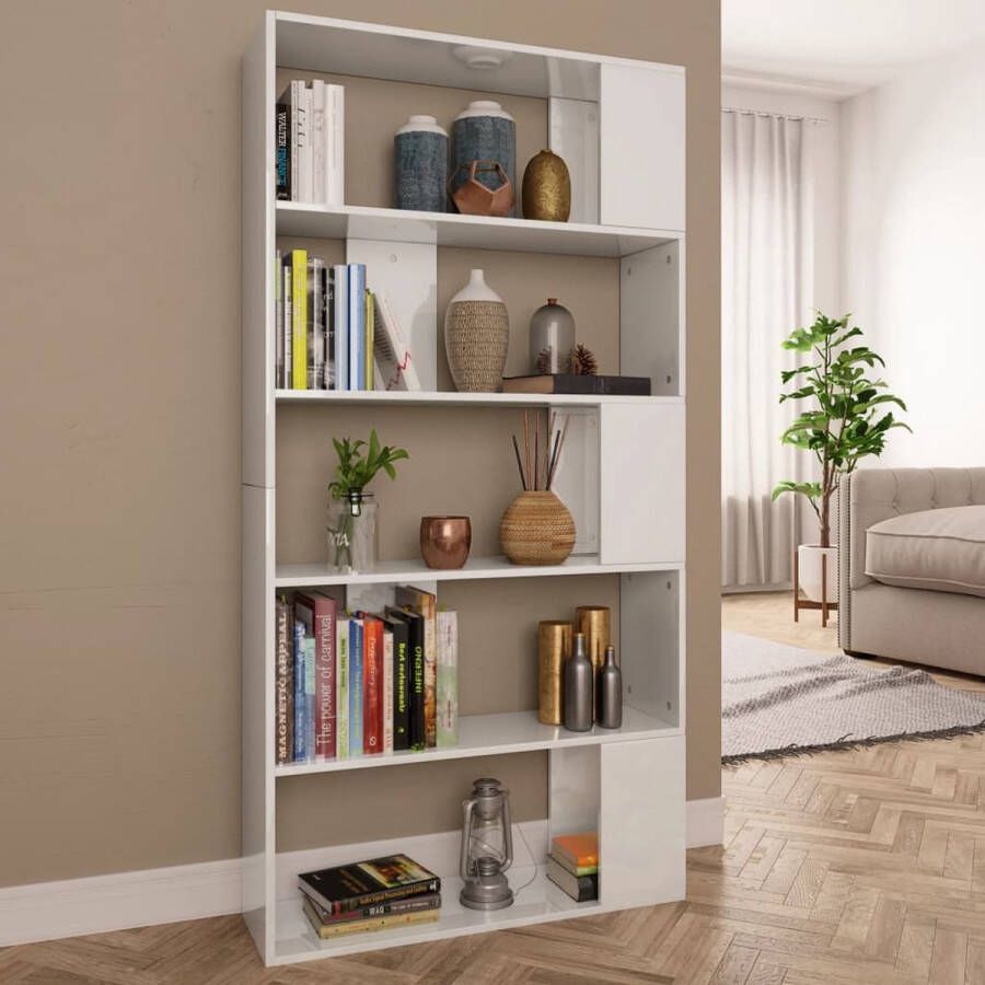 VidaLife Boekenkast kamerscherm 80x24x159 cm hoogglans wit