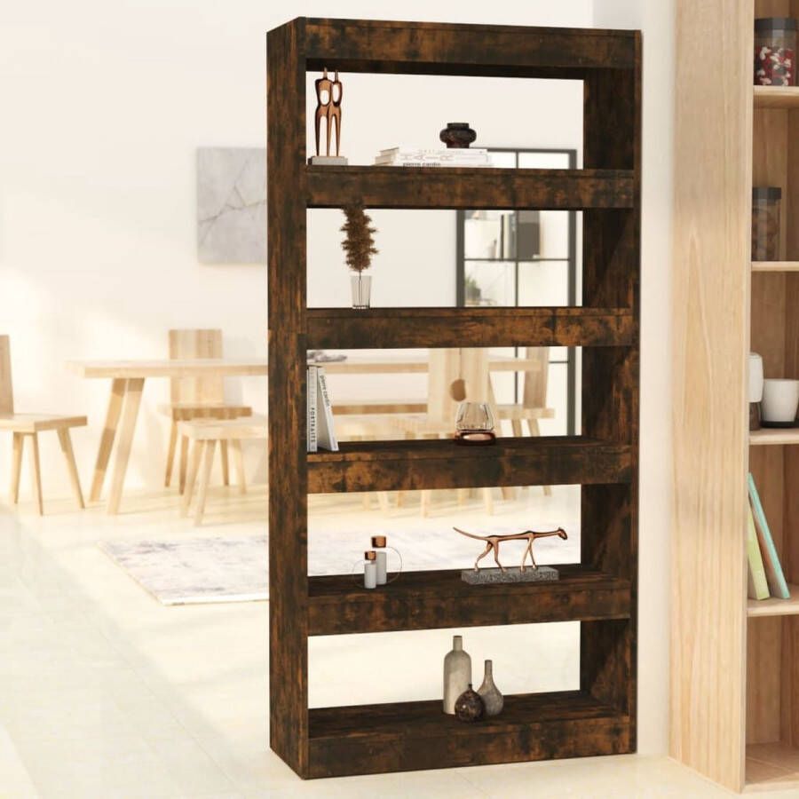 VidaLife Boekenkast kamerscherm 80x30x166 cm spaanplaat gerookt eiken