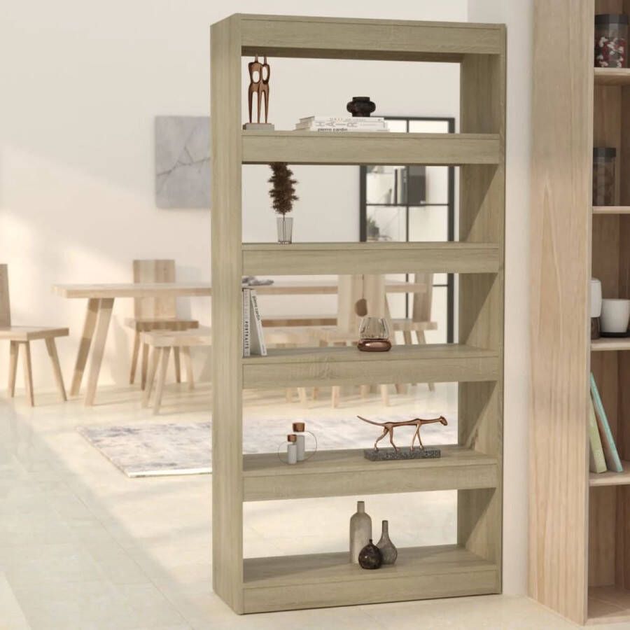 VidaLife Boekenkast kamerscherm 80x30x166 cm spaanplaat sonoma eiken