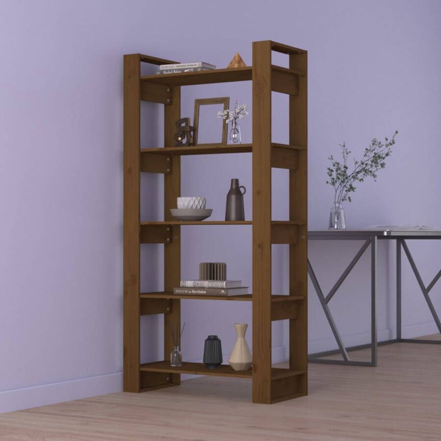 VidaLife Boekenkast kamerscherm 80x35x160 cm massief hout honingbruin