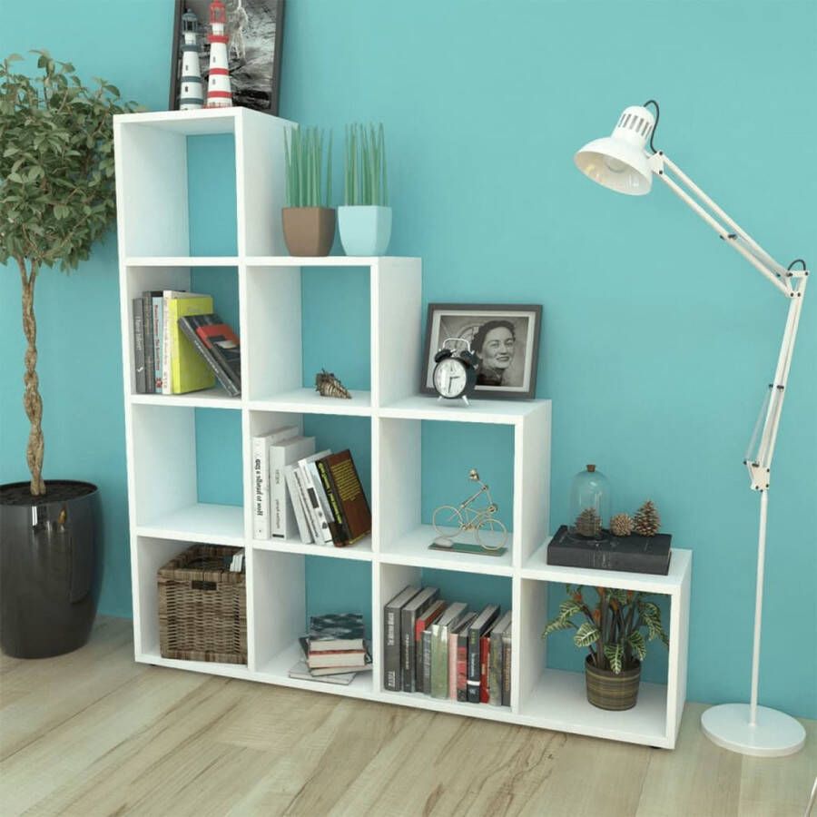 VidaLife Boekenkast presentatiemeubel trapvormig 142 cm wit