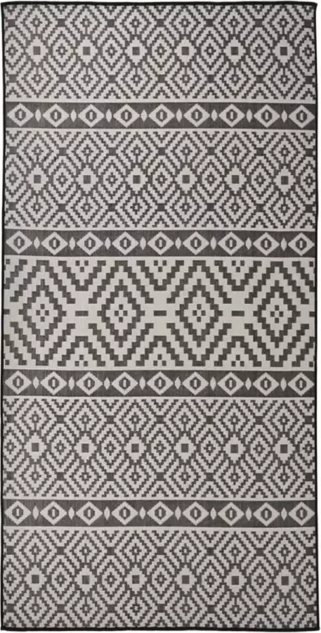 VidaLife Buitenkleed met patroon platgeweven 100x200 cm zwart