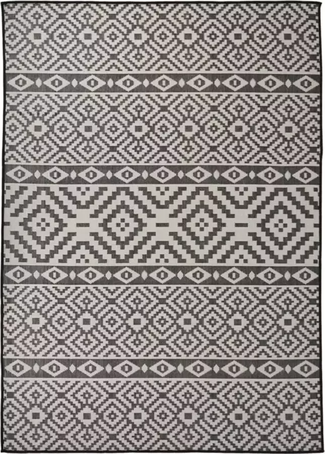 VidaLife Buitenkleed met patroon platgeweven 120x170 cm zwart
