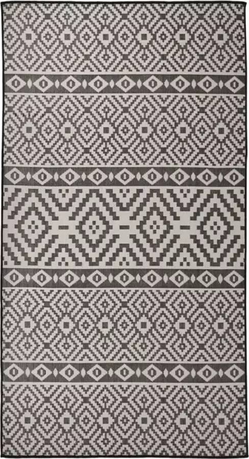 VidaLife Buitenkleed met patroon platgeweven 80x150 cm zwart
