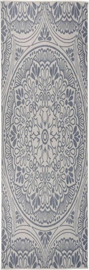 VidaLife Buitenkleed met patroon platgeweven 80x250 cm blauw