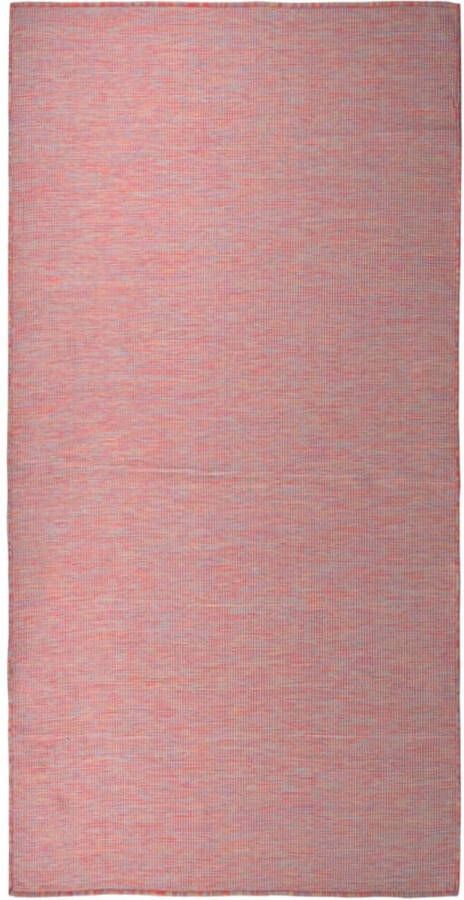 VidaLife Buitenkleed platgeweven 100x200 cm rood - Foto 2