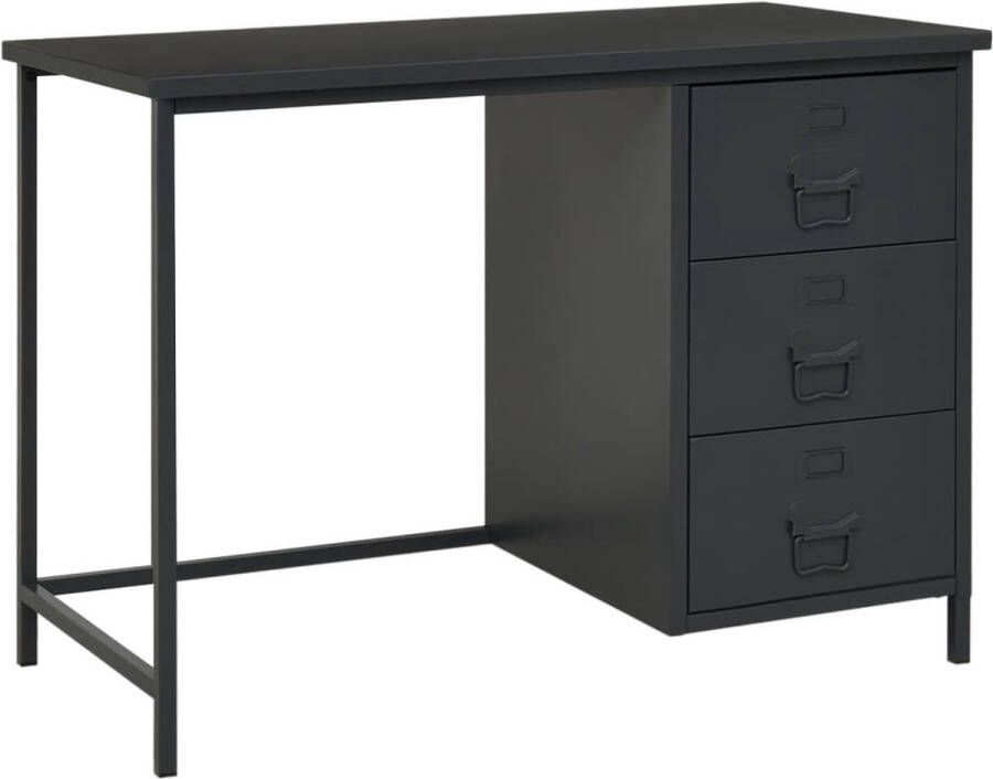 VidaLife Bureau industrieel met lades 105x52x75 cm staal antracietkleur