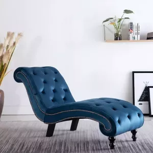 VidaLife Chaise longue fluweel blauw