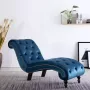VidaLife Chaise longue fluweel blauw - Thumbnail 1