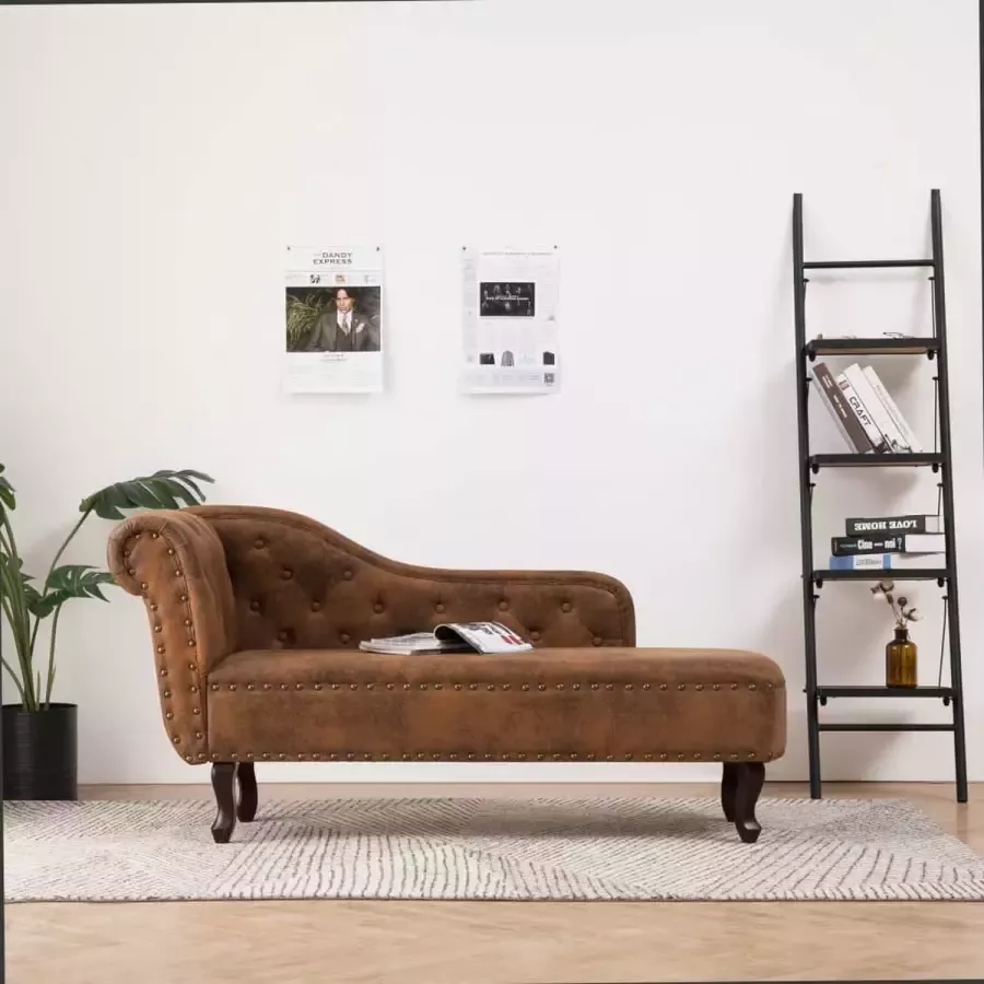 VidaLife Chaise longue kunstsuède bruin
