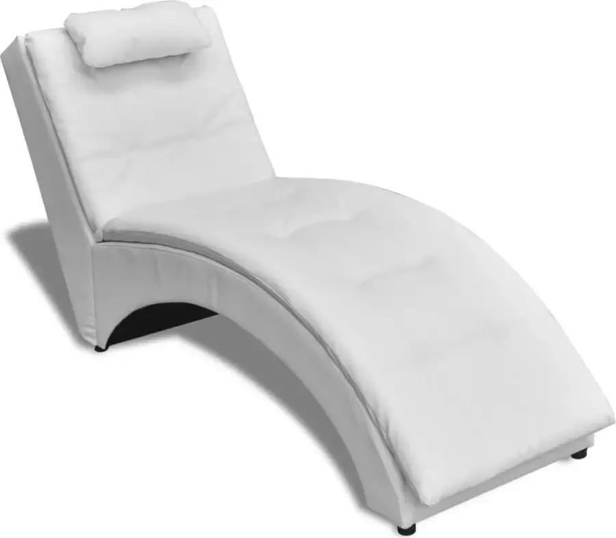 VidaLife Chaise longue met kussen kunstleer wit - Foto 2