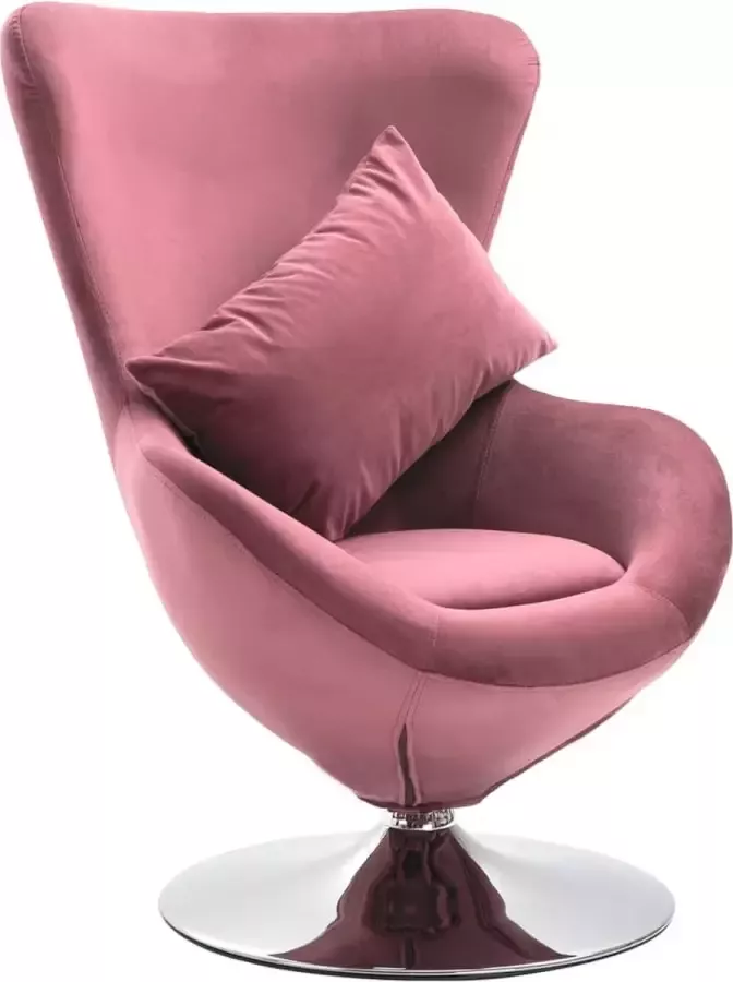 VidaLife Draaistoel eivormig met kussen fluweel roze