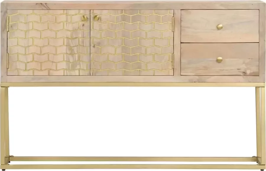 VidaLife Dressoir 120x30x75 cm massief mangohout goudkleurig