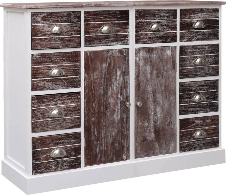 VidaLife Dressoir met 10 lades 113x30x79 cm hout bruin