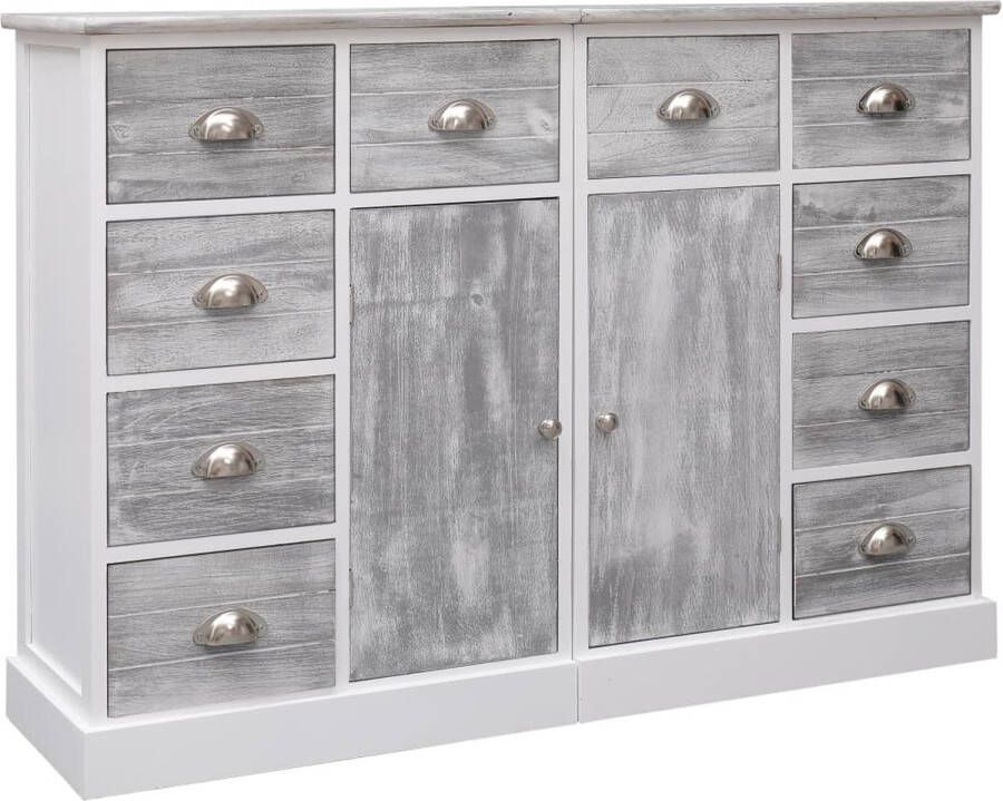 VidaLife Dressoir met 10 lades 113x30x79 cm hout grijs